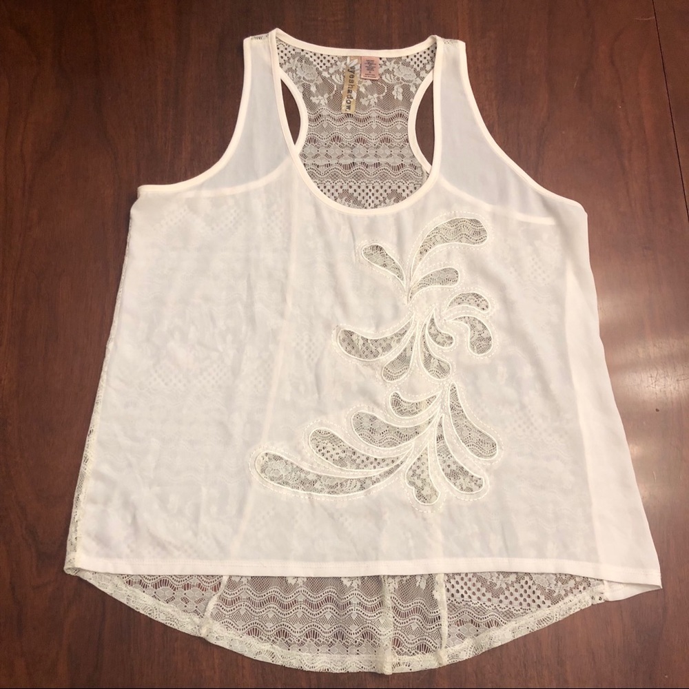 Cream lace tank top